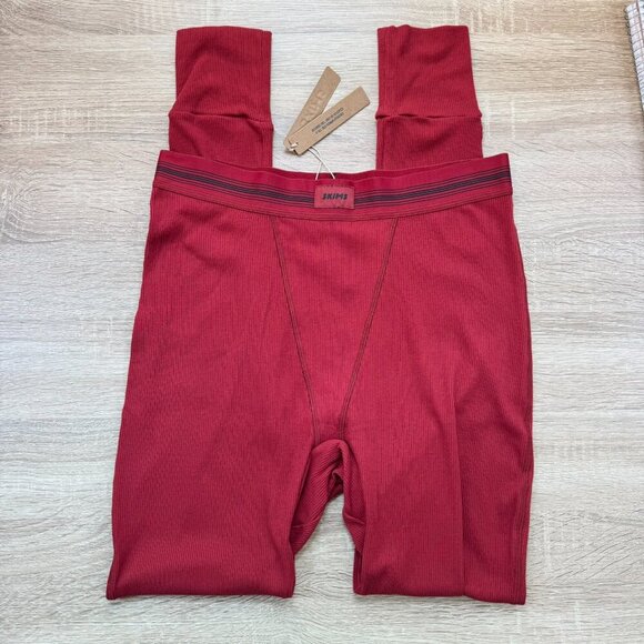 NWT SKIMS Cotton Rib Leggings Brick Red Medium - Picture 3 of 8